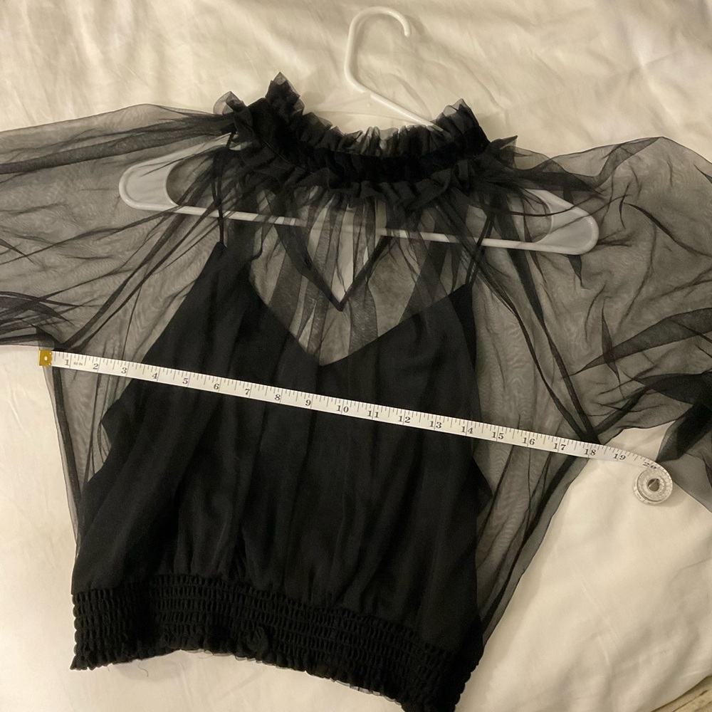 Alice + Olivia Black Sheer Ruffle Blouse - Picture 4 of 4